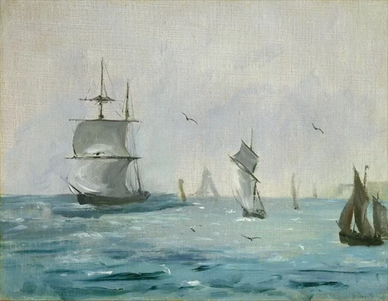  37-Édouard Manet, Barche da pesca che arrivano con il vento in poppa, 1864 